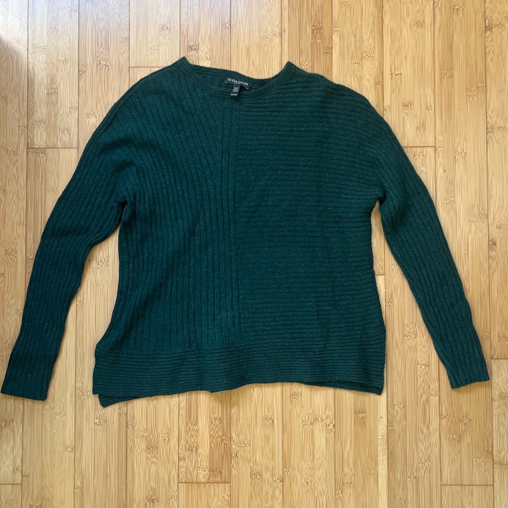 Eileen Fisher Forest Green Ribbed Sweater